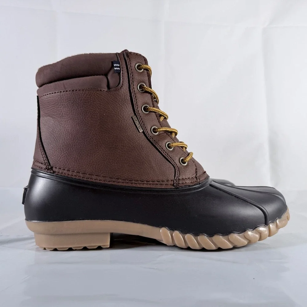 Nautica Channing Men's Size 12 Matte Duck Boots Waterproof Brown Black New